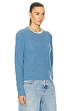 Guest In Residence Light Rib Crew Sweater in Denim Blue, view 2, click to view large image.