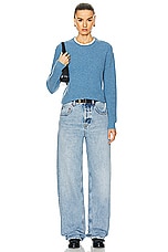Guest In Residence Light Rib Crew Sweater in Denim Blue, view 4, click to view large image.