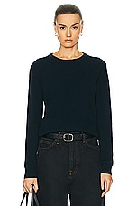 Guest In Residence Light Rib Crew Sweater in Midnight, view 1, click to view large image.