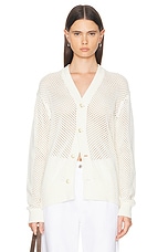 Guest In Residence Net Cardigan in Cream, view 1, click to view large image.