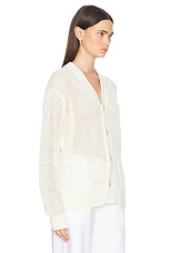 Guest In Residence Net Cardigan in Cream, view 2, click to view large image.