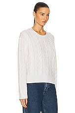 Guest In Residence Marled Cable Crew Sweater in Cream, view 2, click to view large image.
