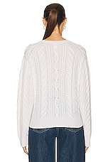 Guest In Residence Marled Cable Crew Sweater in Cream, view 3, click to view large image.