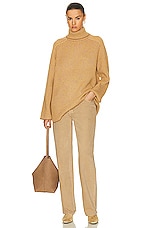 Guest In Residence Tri Rib Turtleneck Sweater in Almond, Coral, & Yellow, view 4, click to view large image.