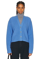 Guest In Residence Everyweek Rib Cardigan in Dawn Blue, view 1, click to view large image.