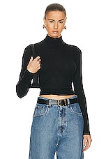 Guest In Residence Base Layer Rib Turtleneck Top in Black, view 1, click to view large image.