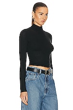 Guest In Residence Base Layer Rib Turtleneck Top in Black, view 2, click to view large image.