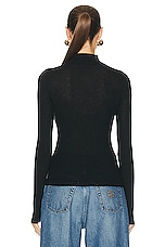 Guest In Residence Base Layer Rib Turtleneck Top in Black, view 3, click to view large image.