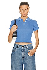 Guest In Residence Shrunken Polo Top in Dawn Blue, view 1, click to view large image.