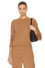 Guest In Residence Shrunken Crew Cashmere Top in Almond, view 1, click to view large image.