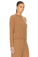 Guest In Residence Shrunken Crew Cashmere Sweater in Almond, view 2, click to view large image.