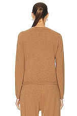 Guest In Residence Shrunken Crew Cashmere Sweater in Almond, view 3, click to view large image.