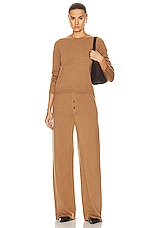 Guest In Residence Shrunken Crew Cashmere Top in Almond, view 4, click to view large image.