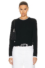 Guest In Residence Shrunken Crew Cashmere Top in Black, view 1, click to view large image.