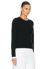 Guest In Residence Shrunken Crew Cashmere Top in Black, view 2, click to view large image.