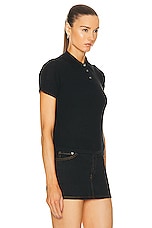 Guest In Residence Shrunken Polo Top in Black, view 2, click to view large image.