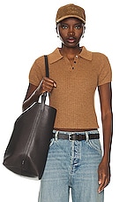 Guest In Residence Shrunken Polo Top in Almond, view 1, click to view large image.