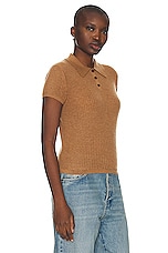 Guest In Residence Shrunken Polo Top in Almond, view 2, click to view large image.