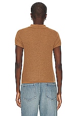 Guest In Residence Shrunken Polo Top in Almond, view 3, click to view large image.