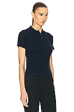 Guest In Residence Shrunken Polo Top in Midnight, view 2, click to view large image.