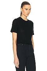 Guest In Residence Featherweight Crop Tee in Black, view 2, click to view large image.