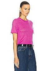 Guest In Residence Featherweight Crop Tee in Fuchsia, view 2, click to view large image.