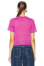 Guest In Residence Featherweight Crop Tee in Fuchsia, view 3, click to view large image.