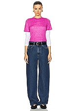Guest In Residence Featherweight Crop Tee in Fuchsia, view 4, click to view large image.