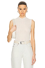 Guest In Residence Mock Neck Shell Top in Cream, view 1, click to view large image.