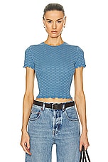 Guest In Residence Checker Baby Tee in Denim Blue, view 1, click to view large image.