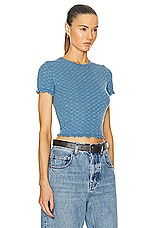 Guest In Residence Checker Baby Tee in Denim Blue, view 2, click to view large image.