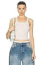 Guest In Residence Rib Tank Top in Cream, view 1, click to view large image.
