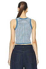 Guest In Residence Gingham Tank Top in Denim Blue & Cream, view 3, click to view large image.