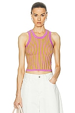 Guest In Residence Gingham Tank Top in Fuchsia & Citrine, view 1, click to view large image.