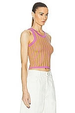 Guest In Residence Gingham Tank Top in Fuchsia & Citrine, view 2, click to view large image.