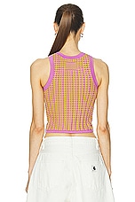 Guest In Residence Gingham Tank Top in Fuchsia & Citrine, view 3, click to view large image.