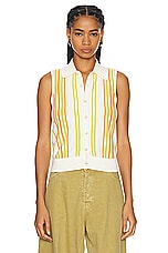 Guest In Residence Stripe Plaza Vest in Cream, Citrine, & Orange, view 1, click to view large image.