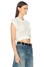 Guest In Residence Mesh Crop Vest in Cream, view 2, click to view large image.
