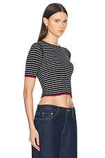 Guest In Residence Stripe Rib Tee in Midnight & Cream, view 2, click to view large image.