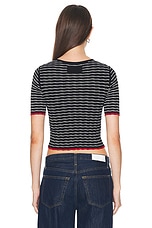 Guest In Residence Stripe Rib Tee in Midnight & Cream, view 3, click to view large image.
