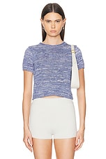 Guest In Residence Speckled Crop Tee in Denim Blue, view 1, click to view large image.