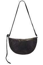 Guidi Medium Leather Folded Belt Bag in Black, view 2, click to view large image.