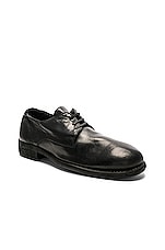 Guidi Full Grain Leather Donkey Classic Derbies in Black, view 2, click to view large image.