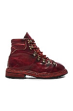 Guidi Lace Up Leather Combat Boots in Red, view 1, click to view large image.