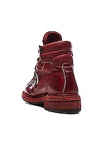 Guidi Lace Up Leather Combat Boots in Red, view 3, click to view large image.
