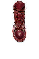 Guidi Lace Up Leather Combat Boots in Red, view 4, click to view large image.
