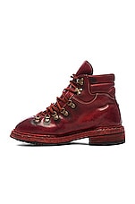 Guidi Lace Up Leather Combat Boots in Red, view 5, click to view large image.