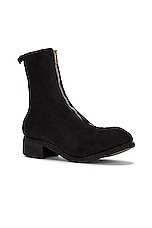 Guidi Pl2 Front Zip Boot in Black Suede, view 2, click to view large image.