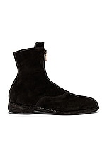 Guidi Stag Suede Zipper Boots in Black, view 1, click to view large image.