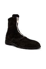 Guidi Stag Suede Zipper Boots in Black, view 2, click to view large image.